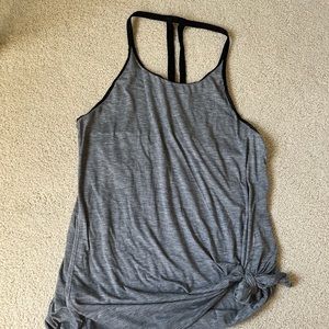 open back grey workout tank top